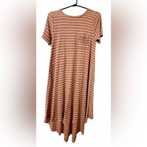 🧡 LuLaRoe Carly Dress | XXS | Rust Orange & White Stripes | Cozy Chic 🧡